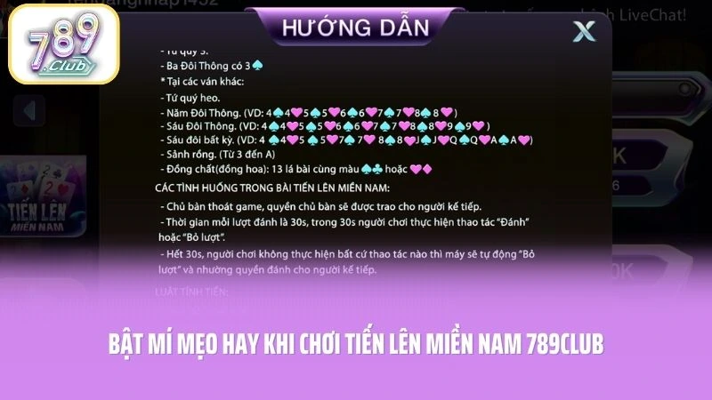 Bật mí mẹo hay khi chơi Tiến Lên Miền Nam 789CLUB