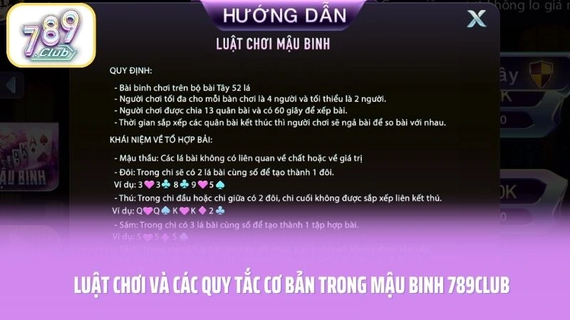 Luật chơi và các quy tắc cơ bản trong Mậu Binh 789CLUB