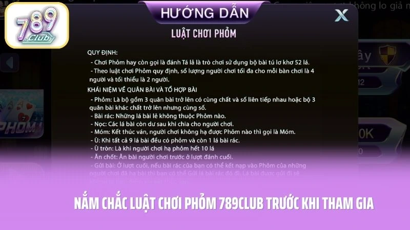 Nắm chắc luật chơi Phỏm 789CLUB trước khi tham gia